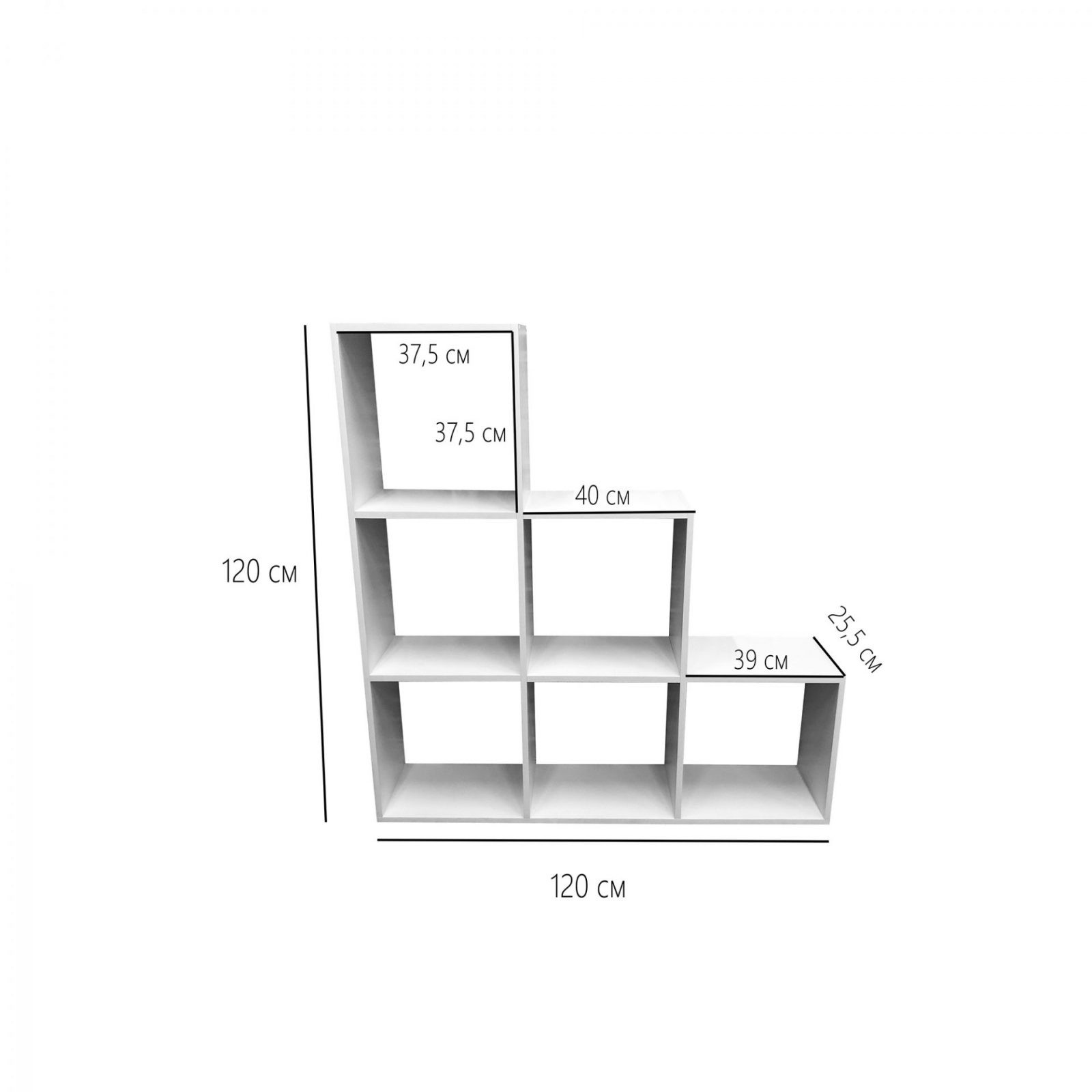 стеллаж step 3х2к белый 704х317х1049 мм